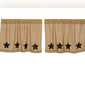 Rustic County primitive burlap with black star stencil set of swags